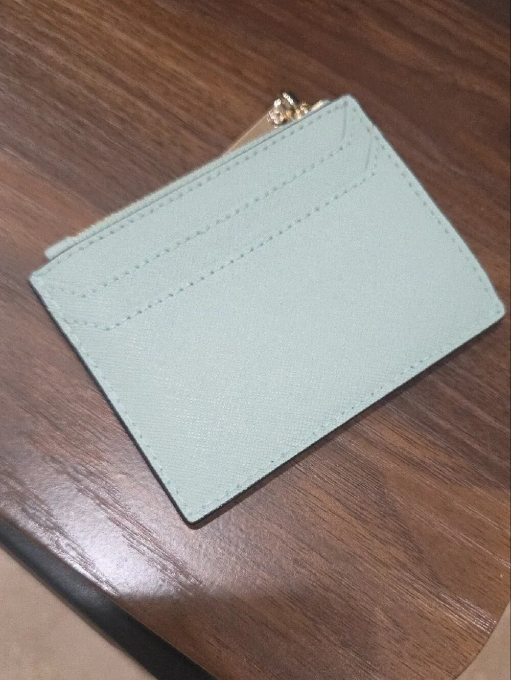 kate spade Mint Leather Card Holder with Gold Hardware